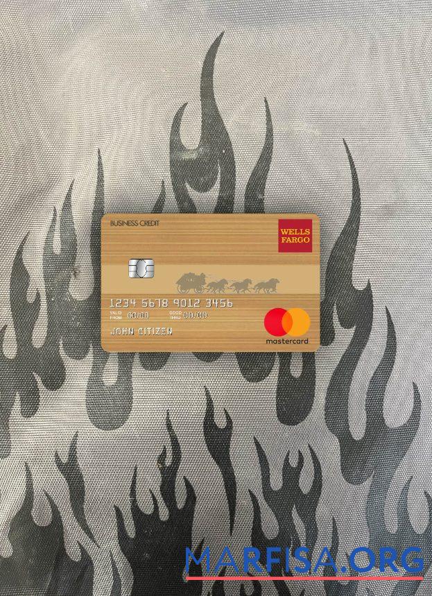 Printable USA Wells Fargo bank mastercard brown photolook front real example